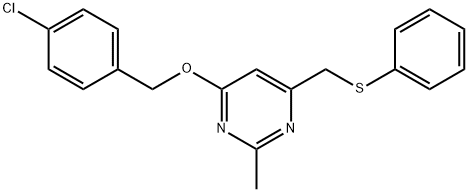 4-CHLOROBENZYL 2-METHYL-6-[(PHENYLSULFANYL)METHYL]-4-PYRIMIDINYL ETHER Struktur
