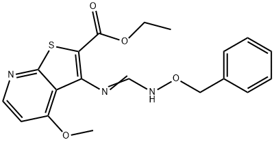 ETHYL 3-(([(BENZYLOXY)IMINO]METHYL)AMINO)-4-METHOXYTHIENO[2,3-B]PYRIDINE-2-CARBOXYLATE Struktur