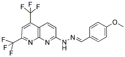 4-METHOXYBENZENECARBALDEHYDE N-[5,7-BIS(TRIFLUOROMETHYL)[1,8]NAPHTHYRIDIN-2-YL]HYDRAZONE Struktur