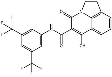 N-[3,5-BIS(TRIFLUOROMETHYL)PHENYL]-6-HYDROXY-4-OXO-1,2-DIHYDRO-4H-PYRROLO[3,2,1-IJ]QUINOLINE-5-CARBOXAMIDE Structure