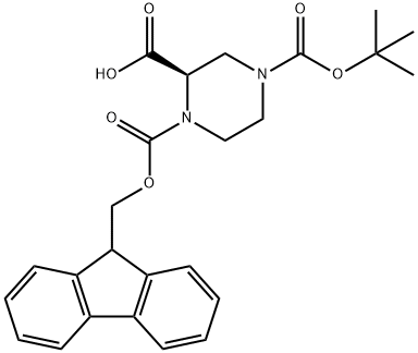 (R)-1-(((9H-FLUOREN-9-YL)METHOXY)CARBONYL)-4-(TERT-BUTOXYCARBONYL)PIPERAZINE-2-CARBOXYLIC ACID Struktur
