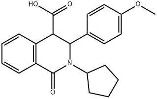 2-CYCLOPENTYL-3-(4-METHOXYPHENYL)-1-OXO-1,2,3,4-TETRAHYDRO-4-ISOQUINOLINECARBOXYLIC ACID Struktur