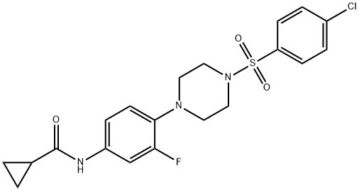 N-(4-(4-[(4-CHLOROPHENYL)SULFONYL]PIPERAZINO)-3-FLUOROPHENYL)CYCLOPROPANECARBOXAMIDE Struktur