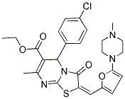 (E)-ETHYL 5-(4-CHLOROPHENYL)-7-METHYL-2-((5-(4-METHYLPIPERAZIN-1-YL)FURAN-2-YL)METHYLENE)-3-OXO-3,5-DIHYDRO-2H-THIAZOLO[3,2-A]PYRIMIDINE-6-CARBOXYLATE Struktur