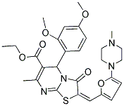 (E)-ETHYL 5-(2,4-DIMETHOXYPHENYL)-7-METHYL-2-((5-(4-METHYLPIPERAZIN-1-YL)FURAN-2-YL)METHYLENE)-3-OXO-3,5-DIHYDRO-2H-THIAZOLO[3,2-A]PYRIMIDINE-6-CARBOXYLATE Struktur