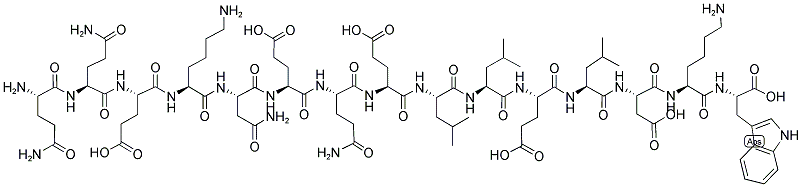 H-GLN-GLN-GLU-LYS-ASN-GLU-GLN-GLU-LEU-LEU-GLU-LEU-ASP-LYS-TRP-OH Struktur