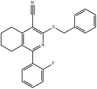 3-(BENZYLSULFANYL)-1-(2-FLUOROPHENYL)-5,6,7,8-TETRAHYDRO-4-ISOQUINOLINECARBONITRILE Struktur
