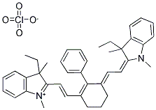 3-ETHYL-2-((E)-2-(3-[(E)-2-(3-ETHYL-1,3-DIMETHYL-1,3-DIHYDRO-2H-INDOL-2-YLIDENE)ETHYLIDENE]-2-PHENYL-1-CYCLOHEXEN-1-YL)ETHENYL)-1,3-DIMETHYL-3H-INDOLIUM PERCHLORATE Struktur