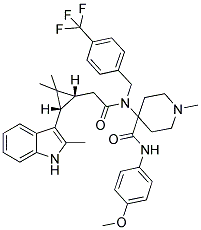 4-(2-((1R,3S)-2,2-DIMETHYL-3-(2-METHYL-1H-INDOL-3-YL)CYCLOPROPYL)-N-(4-(TRIFLUOROMETHYL)BENZYL)ACETAMIDO)-N-(4-METHOXYPHENYL)-1-METHYLPIPERIDINE-4-CARBOXAMIDE Struktur