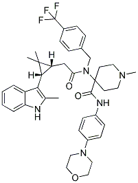 4-(2-((1R,3S)-2,2-DIMETHYL-3-(2-METHYL-1H-INDOL-3-YL)CYCLOPROPYL)-N-(4-(TRIFLUOROMETHYL)BENZYL)ACETAMIDO)-1-METHYL-N-(4-MORPHOLINOPHENYL)PIPERIDINE-4-CARBOXAMIDE Struktur