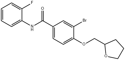 3-BROMO-N-(2-FLUOROPHENYL)-4-(TETRAHYDRO-2-FURANYLMETHOXY)BENZAMIDE Struktur