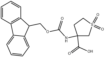 3-(9H-FLUOREN-9-YLMETHOXYCARBONYLAMINO)-1,1-DIOXO-TETRAHYDRO-1,6-THIOPHENE-3-CARBOXYLIC ACID Struktur