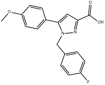 1-(4-FLUOROBENZYL)-5-(4-METHOXYPHENYL)-1H-PYRAZOLE-3-CARBOXYLIC ACID Struktur
