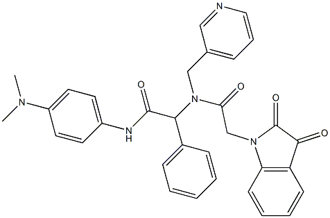 N-(4-(DIMETHYLAMINO)PHENYL)-2-(2-(2,3-DIOXOINDOLIN-1-YL)-N-(PYRIDIN-3-YLMETHYL)ACETAMIDO)-2-PHENYLACETAMIDE Struktur