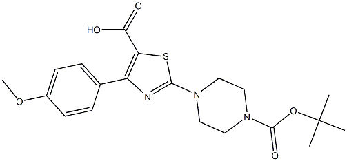 2-(4-(TERT-BUTOXYCARBONYL)PIPERAZIN-1-YL)-4-(4-METHOXYPHENYL)THIAZOLE-5-CARBOXYLIC ACID Struktur