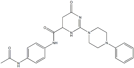 N-(4-ACETAMIDOPHENYL)-6-OXO-2-(4-PHENYLPIPERAZIN-1-YL)-3,4,5,6-TETRAHYDROPYRIMIDINE-4-CARBOXAMIDE Struktur