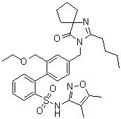 CAS 登錄號(hào)：254740-64-2, 4'-[(2-丁基-4-氧代-1,3-二氮雜螺[4.4]壬-1-烯-3-基)甲基]-N-(4,5-二甲基-3-異惡唑基)-2'-(乙氧基甲基)-[1,1'-聯(lián)苯]-2-磺酰胺